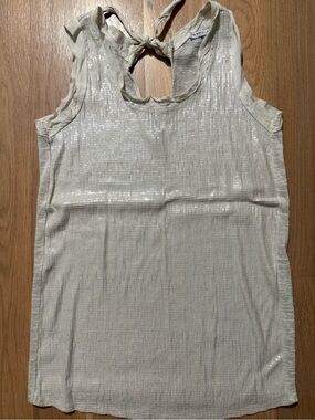 Tempo Paris Cream Sequin Tie-Back Silk Tank